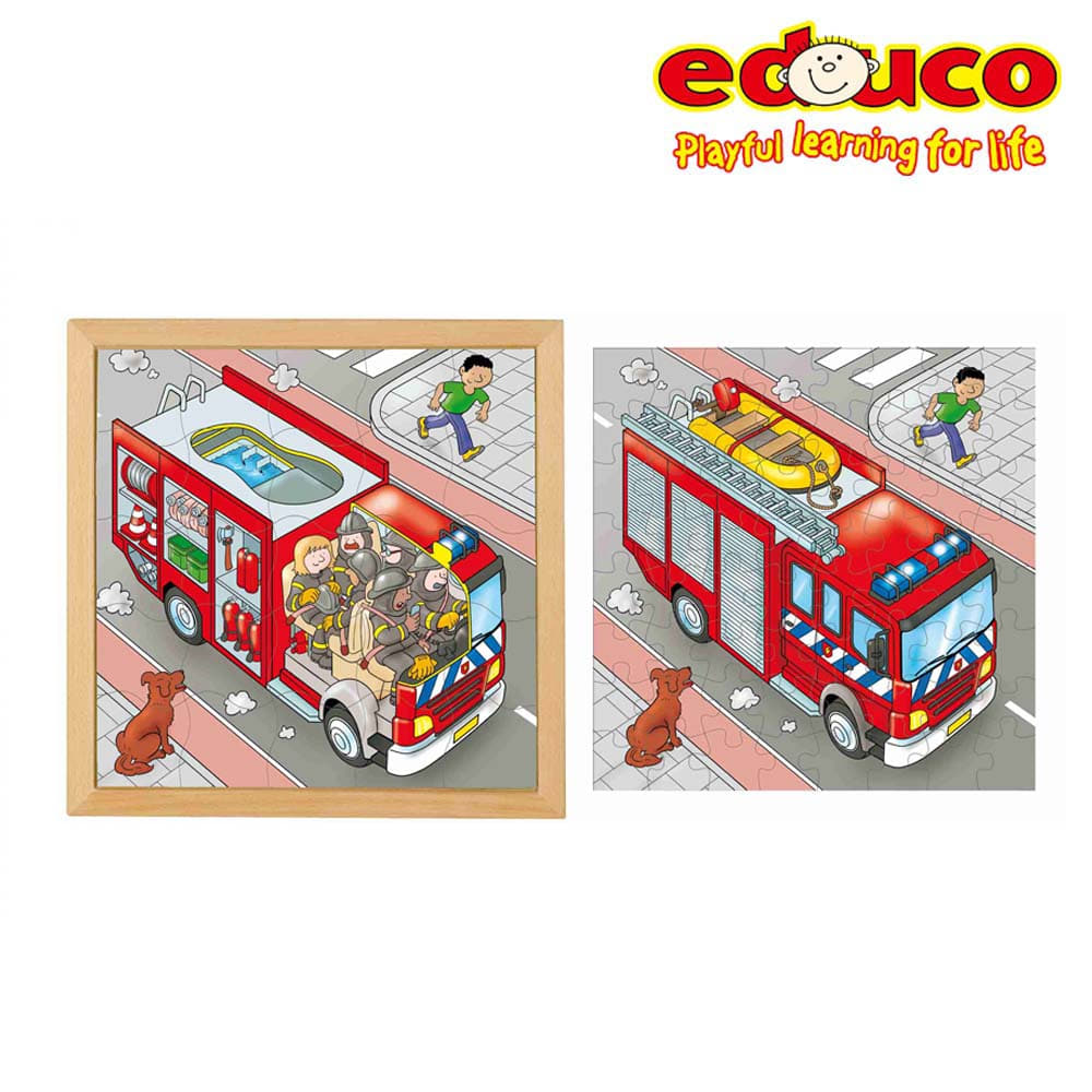 에듀코 원목 소방차 이중 퍼즐 523253